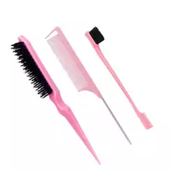 Conjunto De Escova De Cabelo 3 Peças Com Pente De Cauda De Mouse-Adição Perfeita À Rotina De Cuidados O