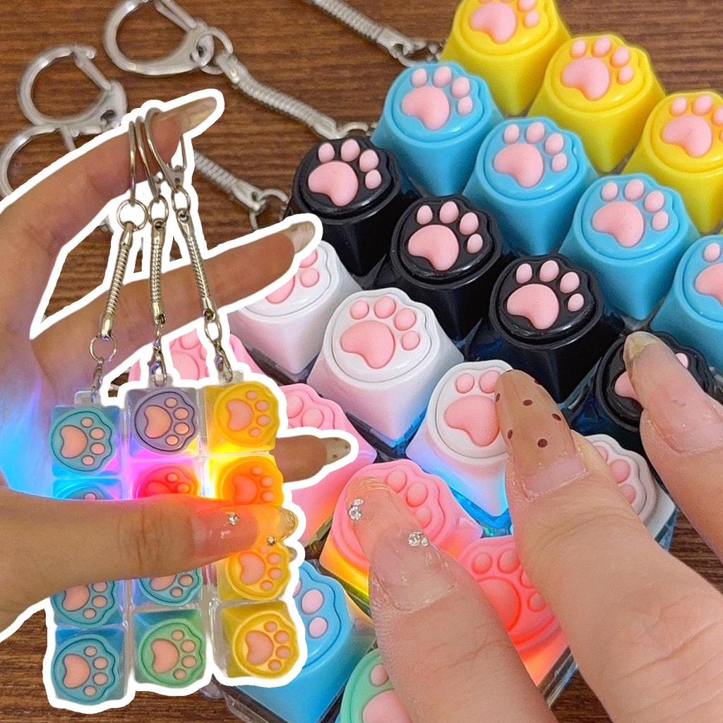 Chaveiro De Teclado Iluminado Criativo-Pingente De Inquietação De Imprensa De Descompressão Leve-Decoração De Mochila Po