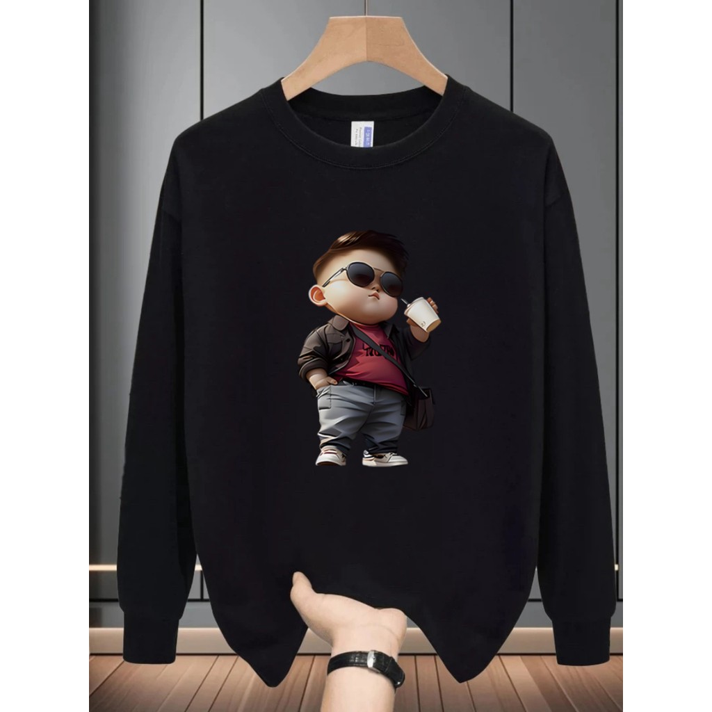 Americano pesado algodão de manga comprida camiseta masculina Street Wear primavera outono All-Match topo masculino outo