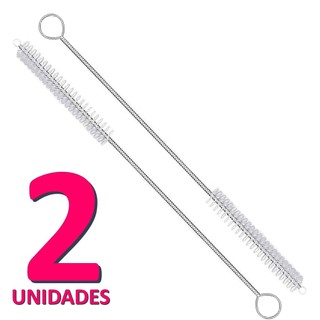 Kit 2 Escovas Para Limpar Canudo Reutilizável Inox Vidro E Mamadeiras 20cm