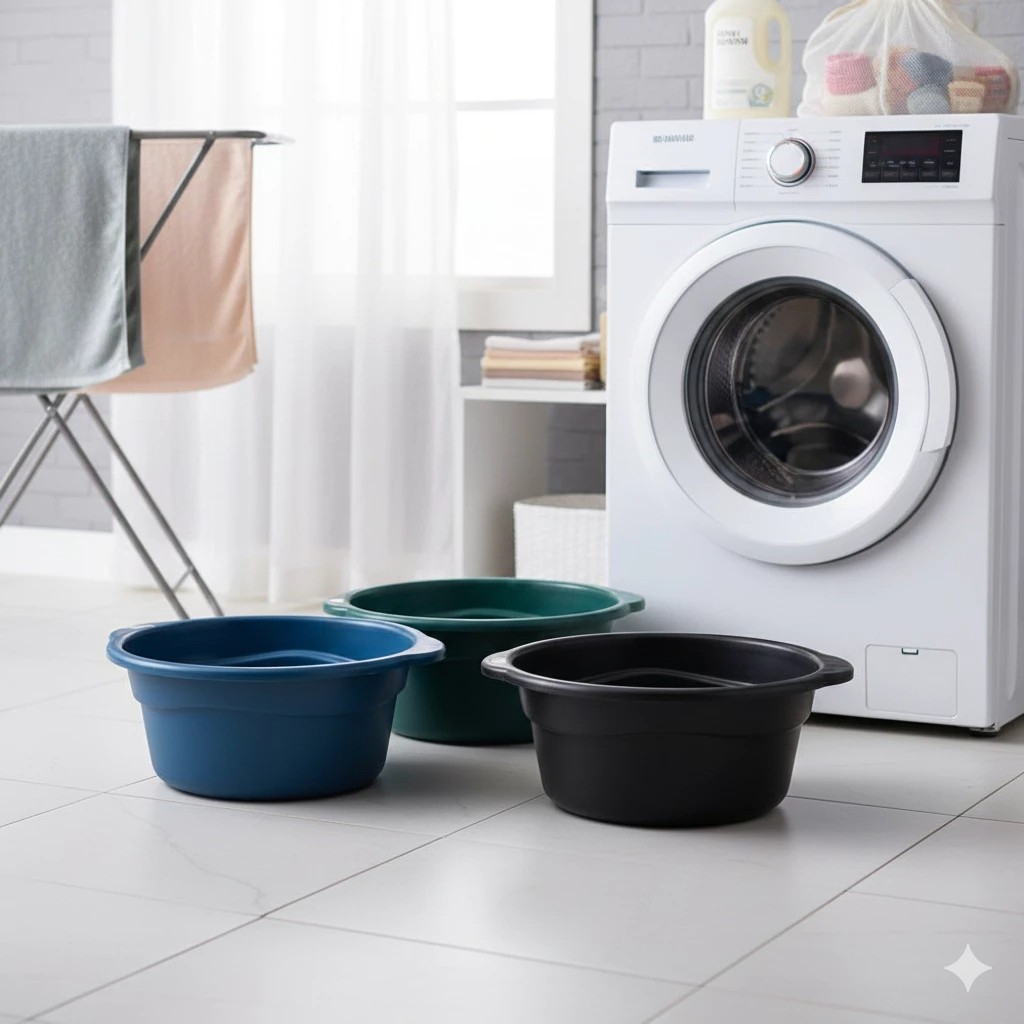 Bacia Plástica Redonda 25L 35L Tanque Lavagem Resistente Capacidade Multiuso Quintal Cozinha