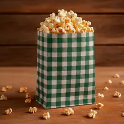 Saquinho de Papel Para Pipoca ou Hot Dog Xadrez - Verde - 14cm - 50 unidades - Rizzo