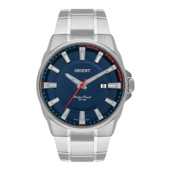 Relógio Masculino Orient Aço Vidro Mineral Azul Prata 50m Prateado