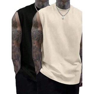 Kit 2 conjunto Camisetas Regata machao  Lisas Moda Verão Praia 100% Algodão