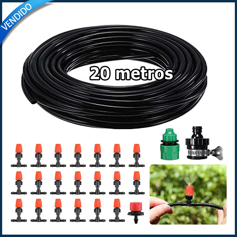 Kit 24 Mangueira de irrigação por gotejamento de 20m mangueira de rega aspersor conector universal e conector lateral