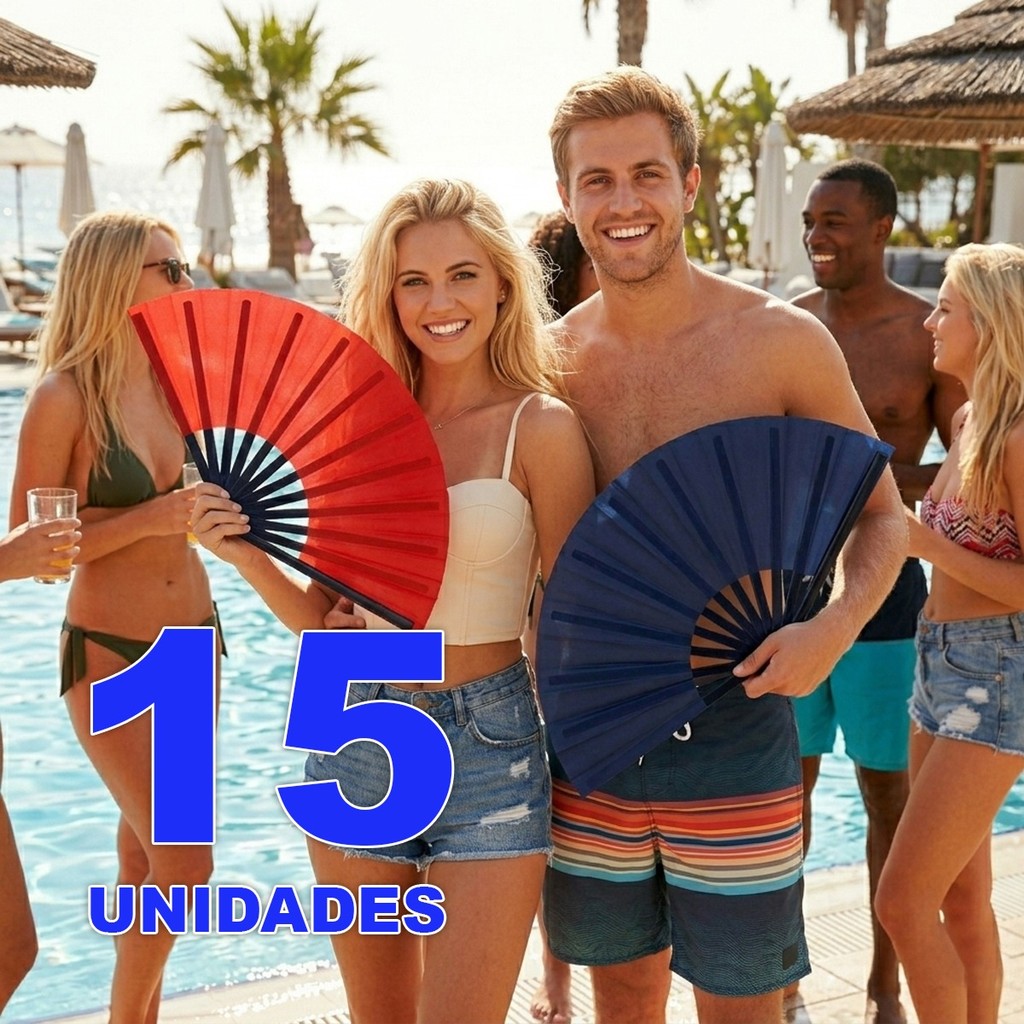 Kit 15 Leques Dobráveis Portáteis Ventilador de Mão Cores Sortidas Praia Festa Verão — R$ 233,22 em Shopee, 48% OFF