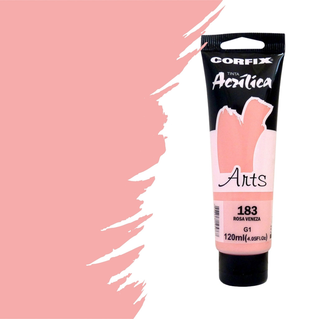 Tinta Acrílica Corfix Arts 120ml G1- 183 Rosa Veneza