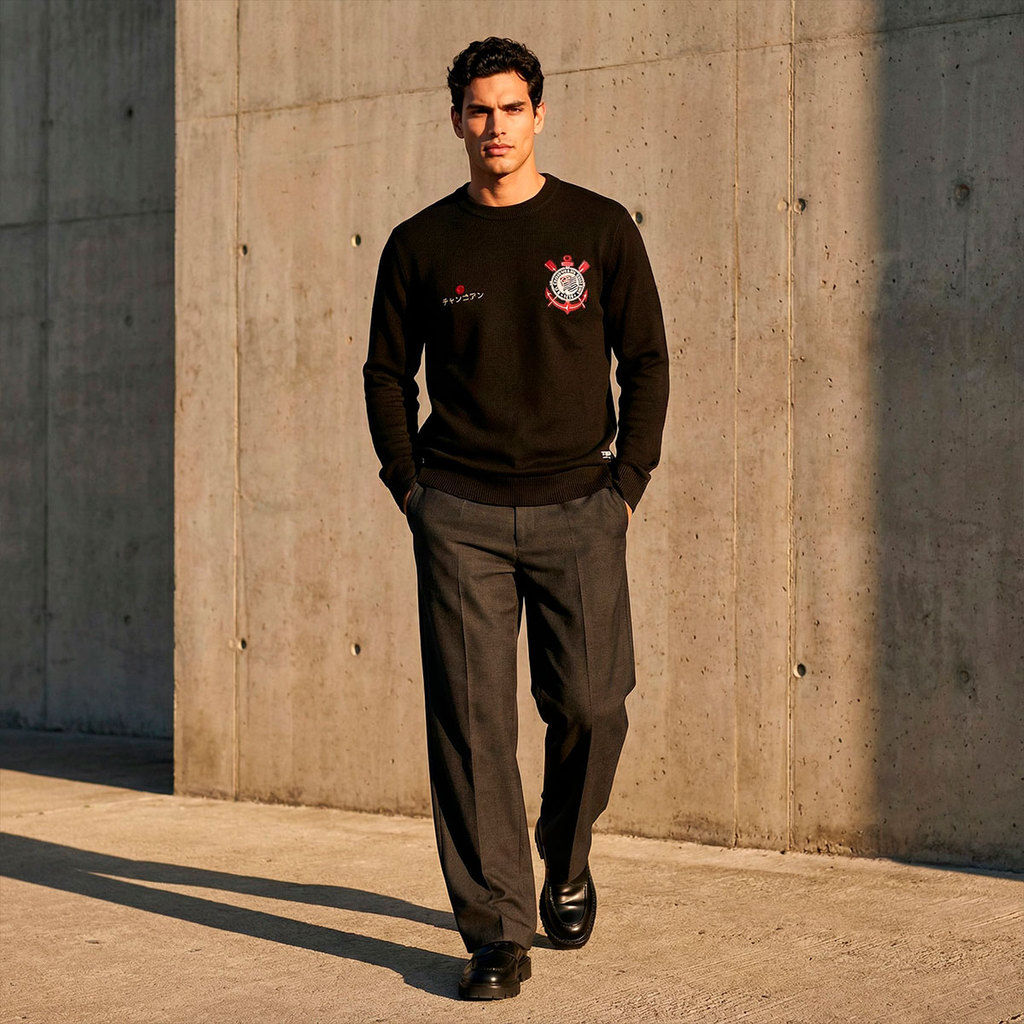 Suéter Corinthians Mundial Japão 2012 Preto Masculino Oficial