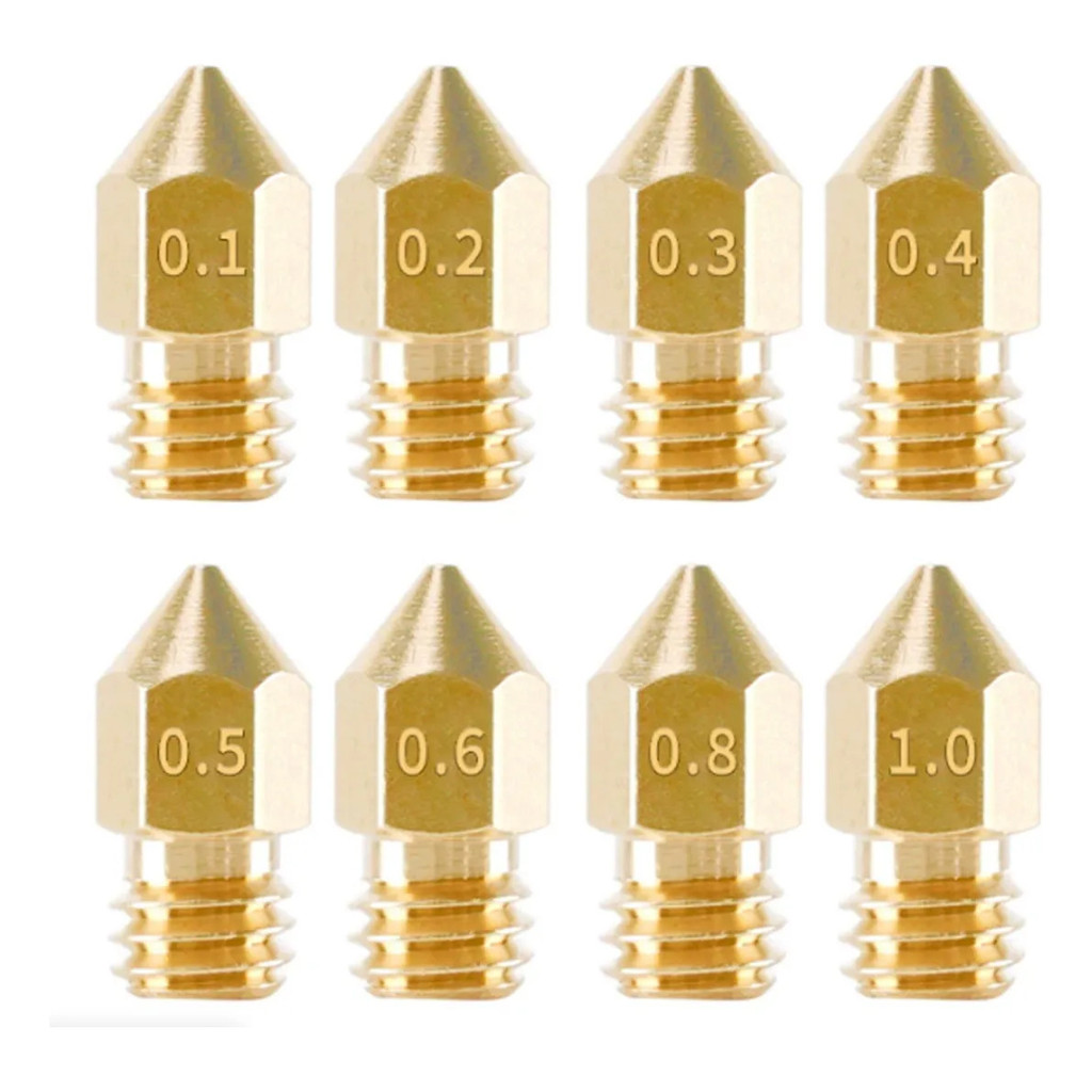 Kit 5 Bicos MK8 Sortidos Latão 1,75mm Para Impressora 3D