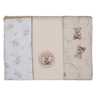 Fralda de Pano para Bebê 68 cm x 70 cm 3 Unidades Baby Joy em Oferta na Shopee