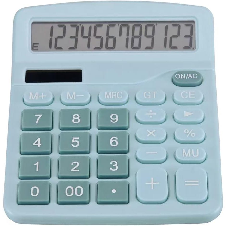 Calculadora de Mesa de 12 Dígitos para Escritório com Tela Grande, Alimentação Solar e Bateria, Calculadora com Botões G
