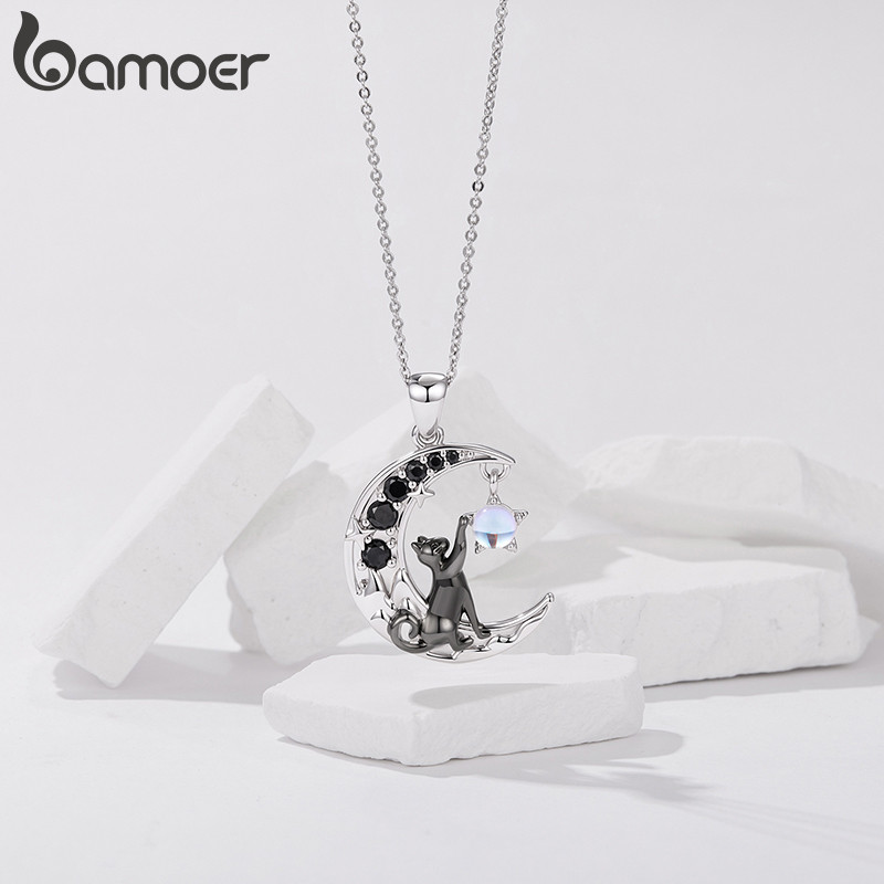 Colar Bamoer Lua E Gato Design Joias Presentes Para Mulheres · foto 2