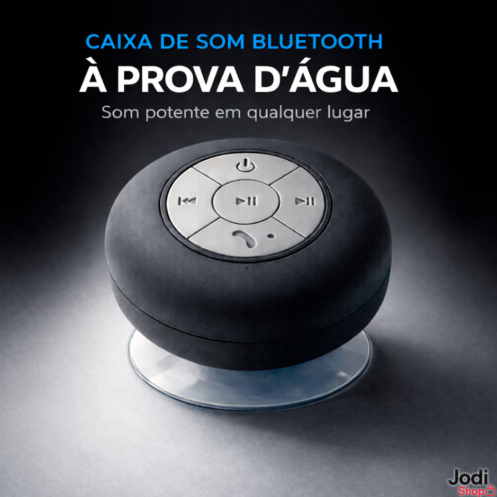 Caixa de Som Bluetooth Portátil com Ventosa Som Estéreo Potente 3W