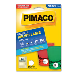 Etiqueta inkjet/laser A5R1919 com 12 folhas Pimaco