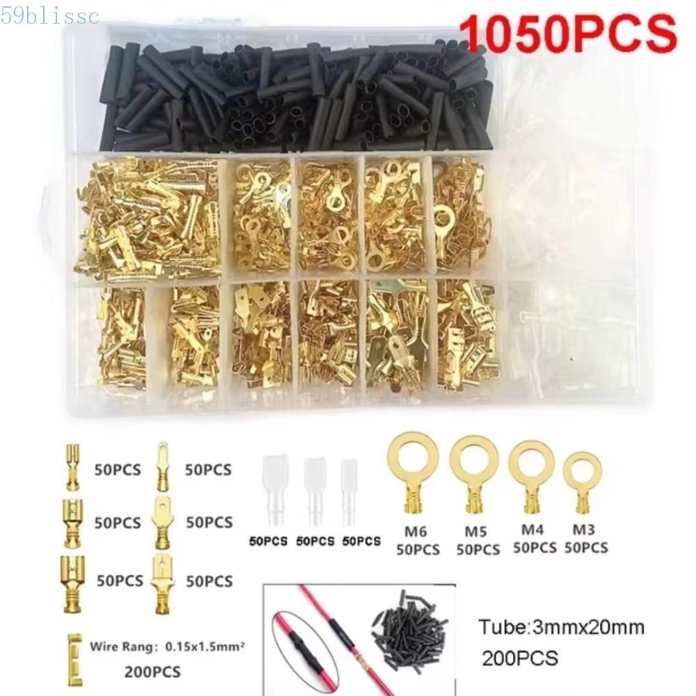 BLISSC 1000/1050 pcs Conectores De Pá De Terminação , Terminais De Manga Isolante Crimpagem Elétrica