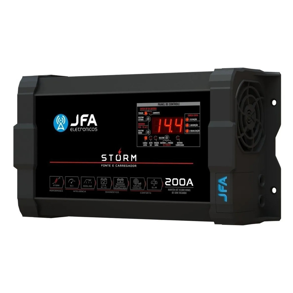 FONTE CARREGADOR DE BATERIA JFA 200 Ah STORM PLUS COM SCI