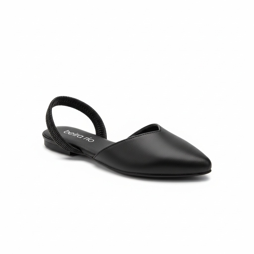 Sapatilha Feminina Beira Rio Slingbak Elástico Preta