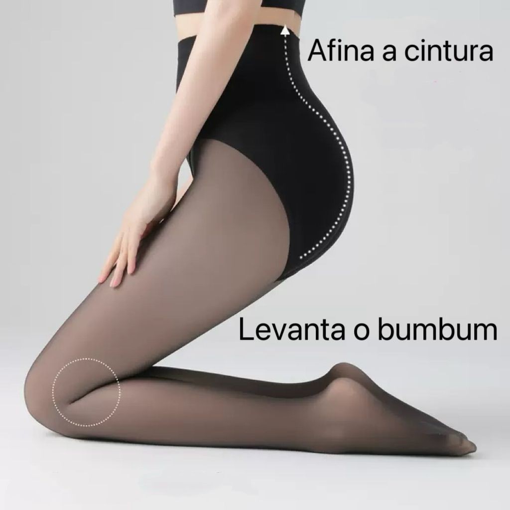 Meia Calça Térmica Cintura Alta Translúcida Peluciada Efeito Pele Invisível Levanta Bumbum e modela — imagem 2 de 2