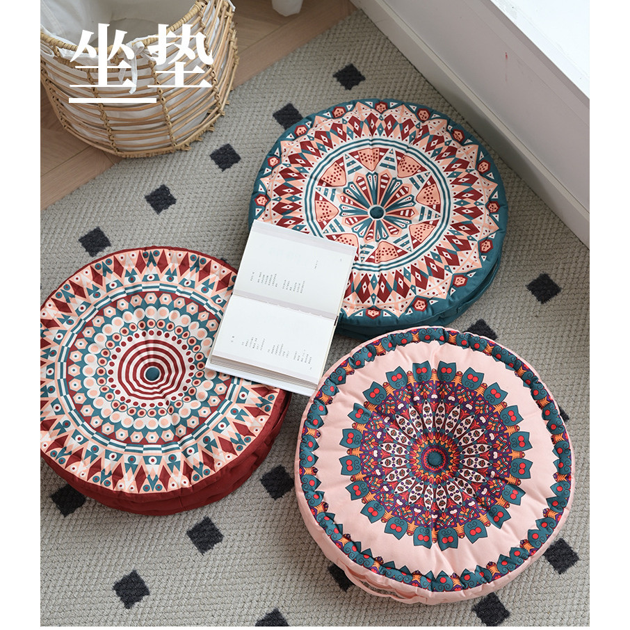 Imagem Almofada De Meditação Para Decoração De Quarto , Travesseiro De Sofá Retrô De Estilo Étnico , Redonda Boêmia Em Casa De 
