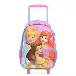 Mochila de Rodinha Infantil Feminina Princesas Rosa