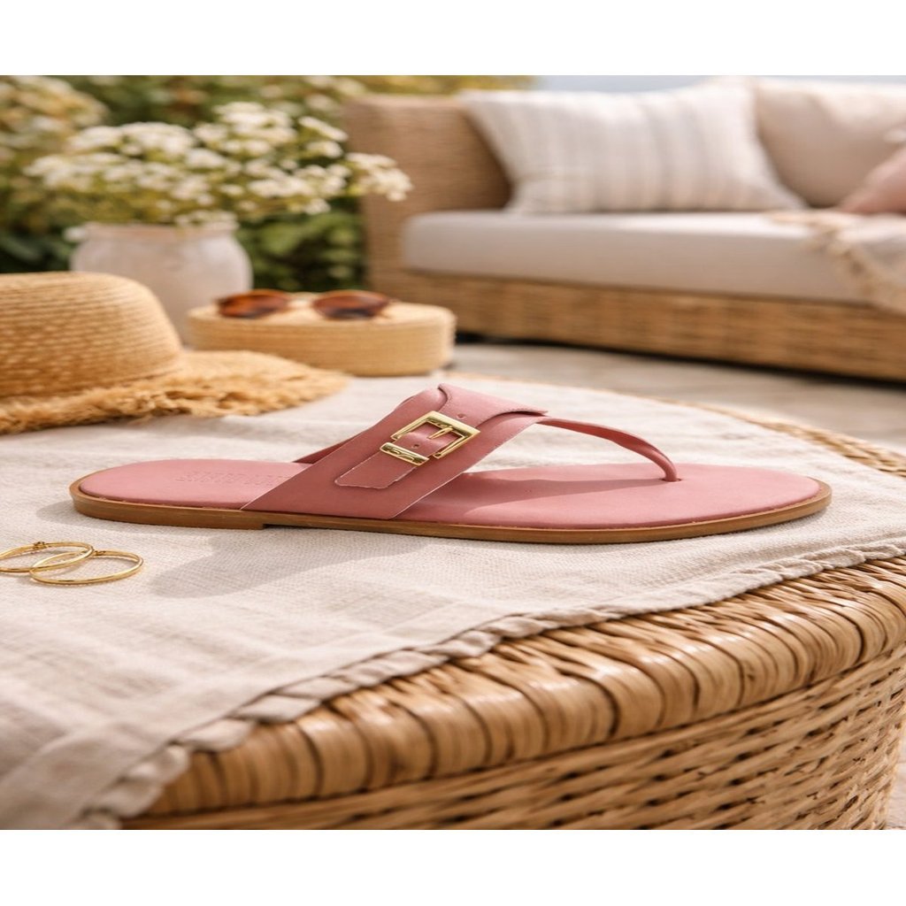 Sandália Feminina Rasteira Santa Lolla – Tendência Verão | Elegante, Leve e Confortável Rosa Seco