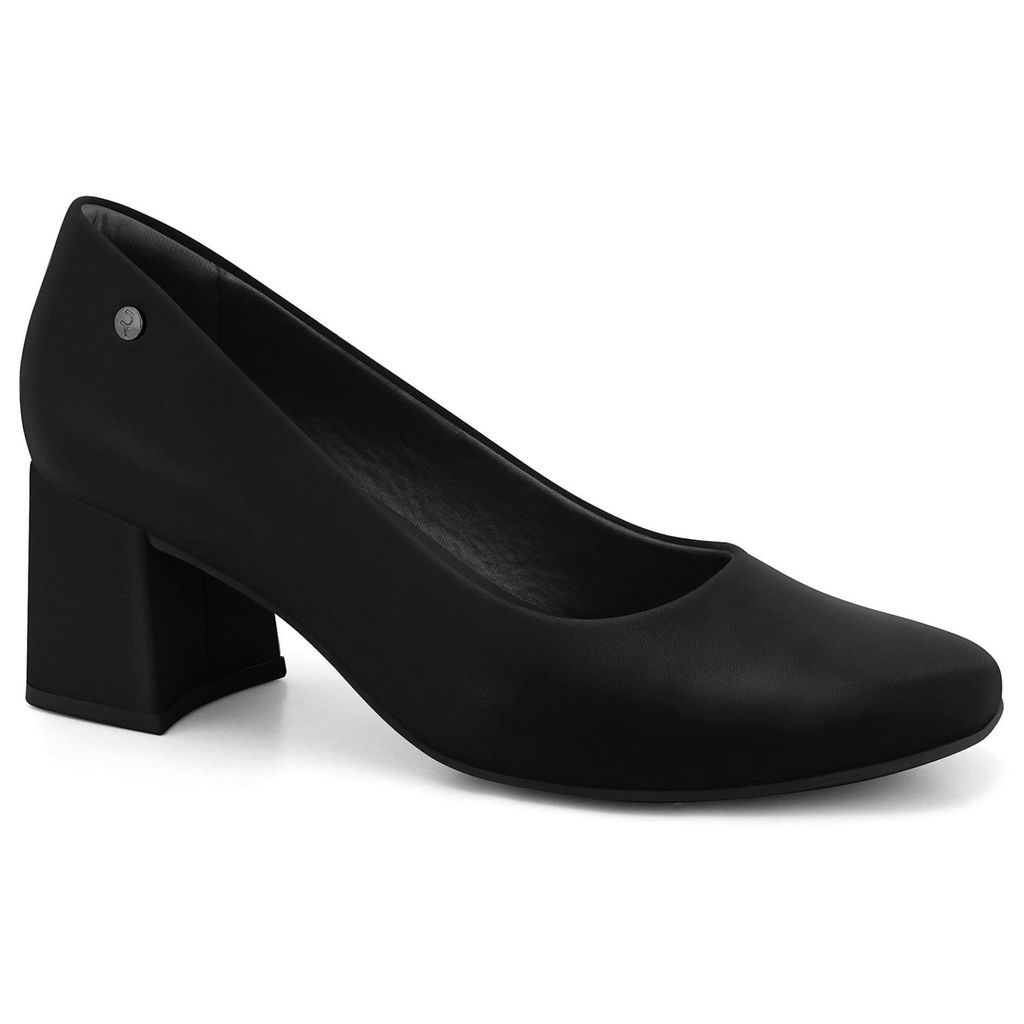 Sapato Feminino Preto Salto Bloco Bico Redondo Ramarim 2417101-6