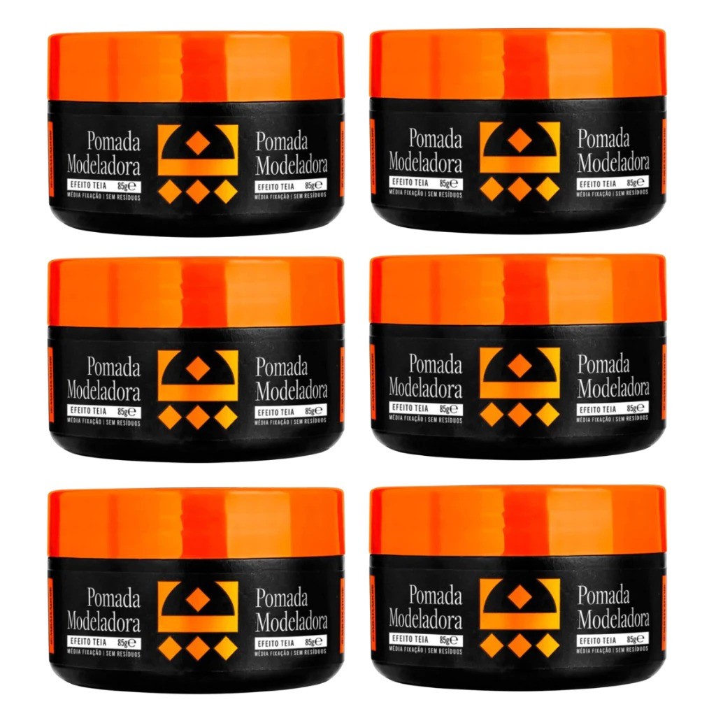 Kit 6 Pomadas Modeladoras Teia Embaixador – Média Fixação 85g