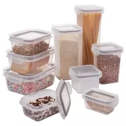 Kit 9 Potes Porta Mantimentos Herméticos Empilháveis Plástico para Geladeira Despensa Armário Plasútil