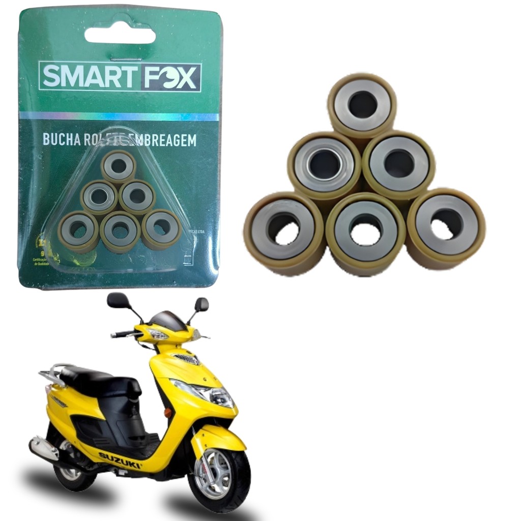KIT 6 BUCHA ROLETE CONTRAPESO EMBREAGEM SMARTFOX SUZUKI BURGMAN 125I 2006-2010