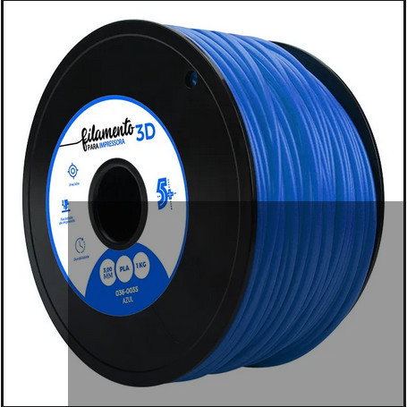 FILAMENTO IMPRESSORA 3D AZUL 3MM 1KG 5+ ABS