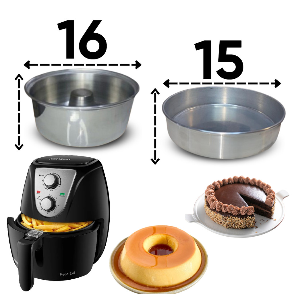 Kit 2 Formas Suíça para Air Fryer 3,5L – Pudim + Redonda para Bolo e Torta