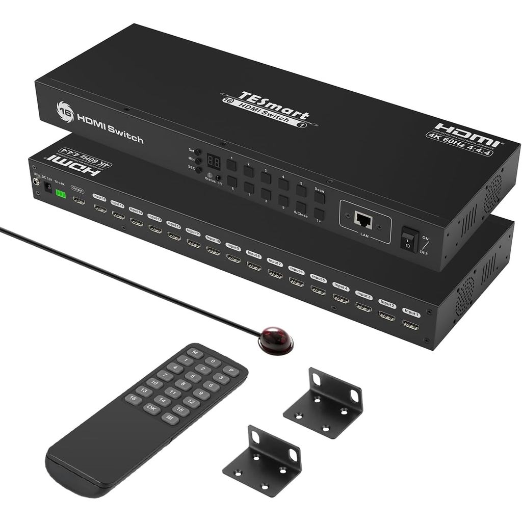 TESmart 161 HDMI Switch 16 Em 1 Saída 4K Switcher Com Controle Remoto IR 4K @ 60hz 16 Portas Caixa HDCP 2.2 , Interruptor