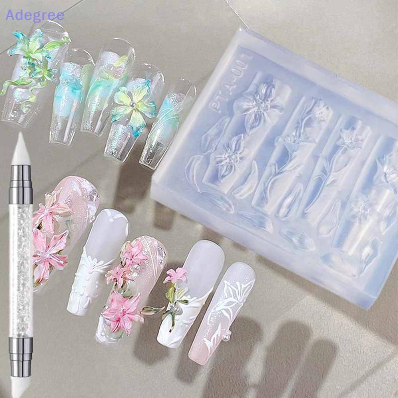 Adegree 2/3 Unidades 3D Havaí Hibisco Flores Molde Para Arte Em Unhas Pétala Floral Laços De Balé Design De Resina Model