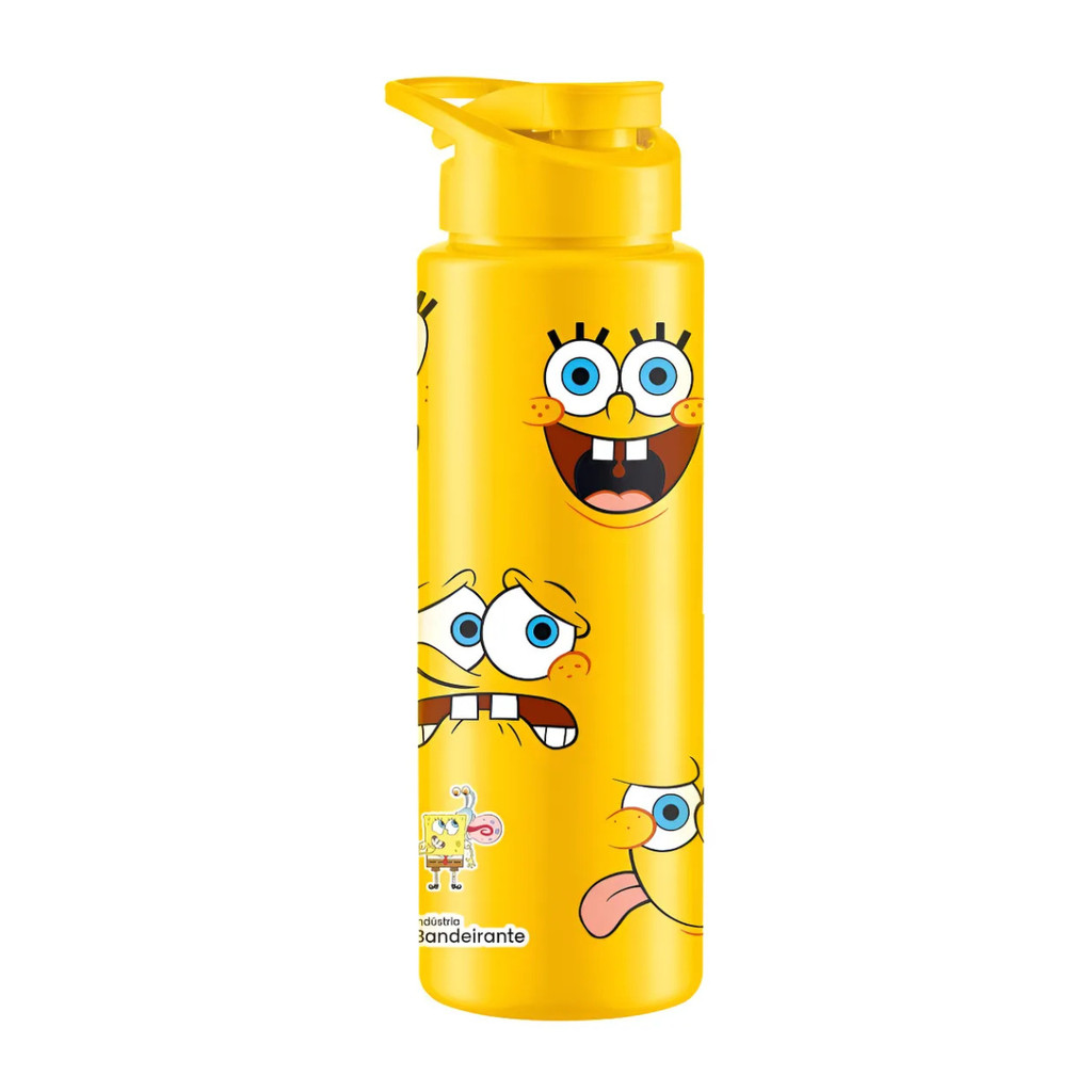 Garrafa De Água Plástica Squeeze 750ml Bob Esponja Caras