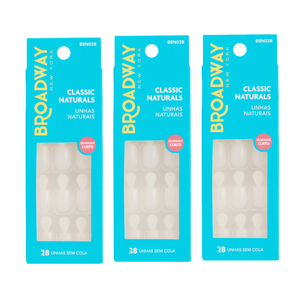 Kit Unha Natural Quadrado Curto Com Aba 3 un - Broadway New York