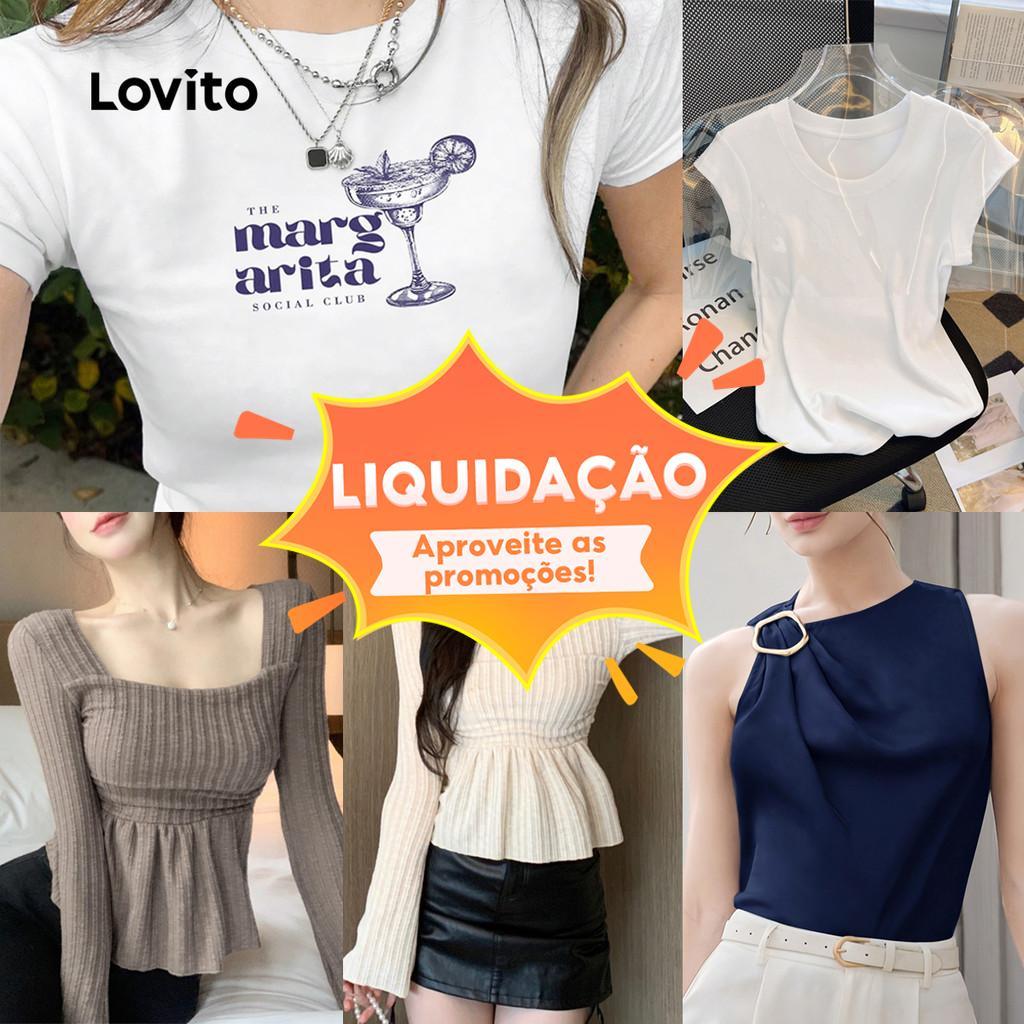 Lovito Blusas Casuais Especiais Para Mulheres (Tamanho M) em Oferta na Shopee
