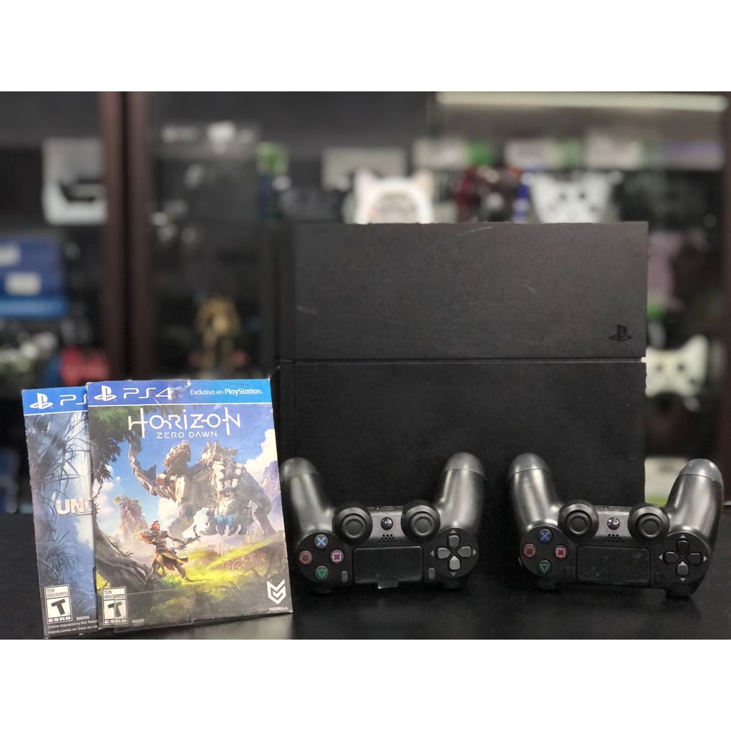 PlayStation 4 Fat 1 Tera Preto 02 Controles s/fio paralelo + 1 Jogo - item usado