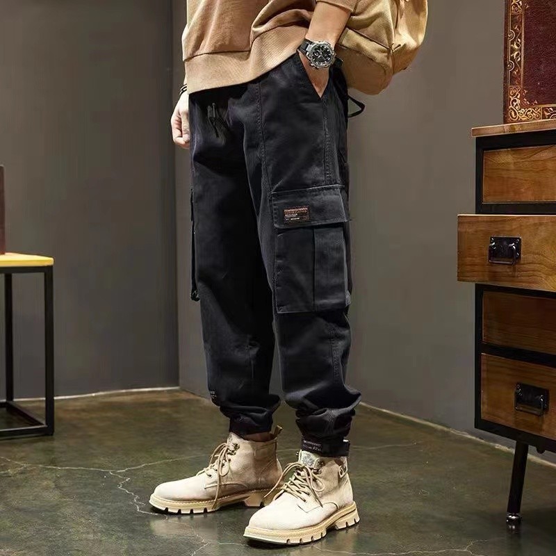 Macacão masculino primavera verão Street wear solto All-Match Velcro Leggings estilo americano resistente ao desgaste Mu