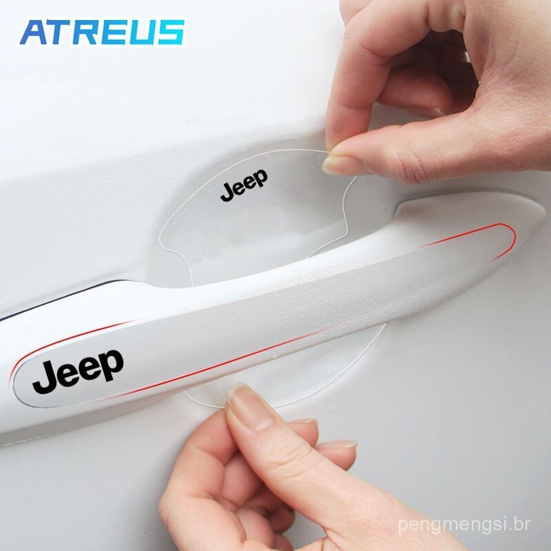 8 Peças de Filme Protetor para Manípulos de Porta de Carro Jeep, Adesivo Transparente para Renegade, Compass, Willys