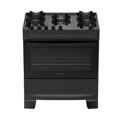 Fogão 5 Bocas à Gás Atlas Mônaco Top Glass Acendimento Automático e Mega Chama Preto Bivolt