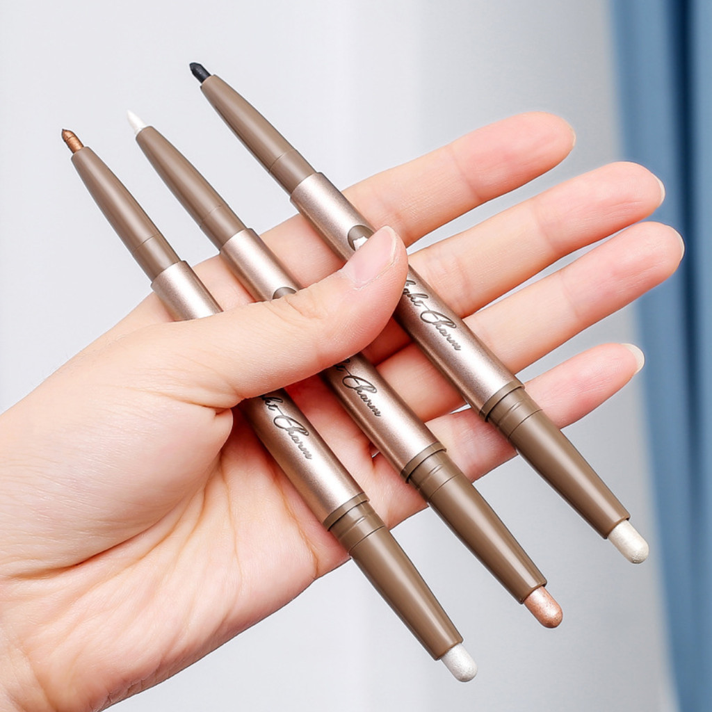 Caneta de bicho-da-seda de duas cabeças, maquiagem para os olhos, masculino, feminino, estudante, perolado, cigarra, lág