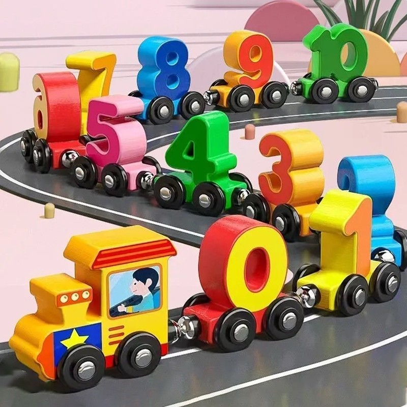 Kit Jogo Brinquedos Educativos sensoriais De Numeros Madeira Colorido, Brinquedo-Montessori Bebes ,Brinquedo Trem Magnet