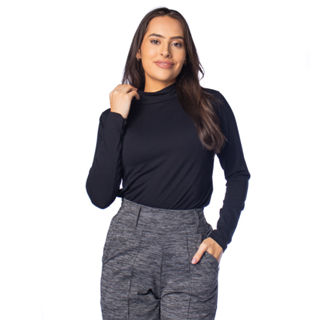 Blusa Feminina Rechsul Gola Careca Tecido Leve Preto em Oferta na Shopee