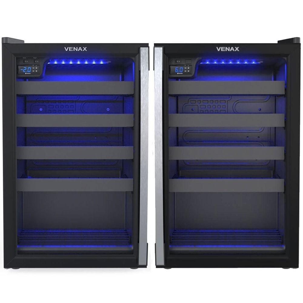 Conjunto Venax Expositora Champanheira Porta Invertida e Adega Piubella 100 Litros Preto Fosco 110V