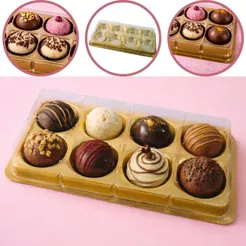 10 CAIXA EMBALAGEM P/ 8 DOCES E BOMBONS - DOURADO BWB 14250