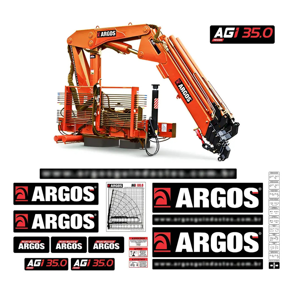 Kit Adesivos Guindastes Argos Agi 35.0 Munck Agi350