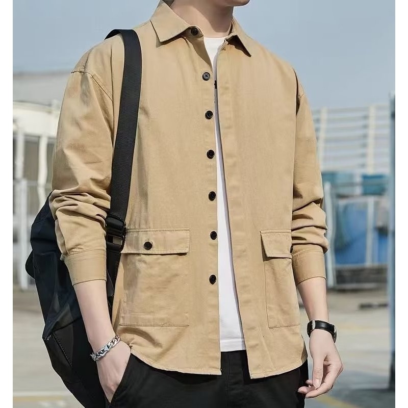 Camisa masculina de trabalho, resistente ao desgaste, resistente à sujeira, canteiro de obras, outono, masculino