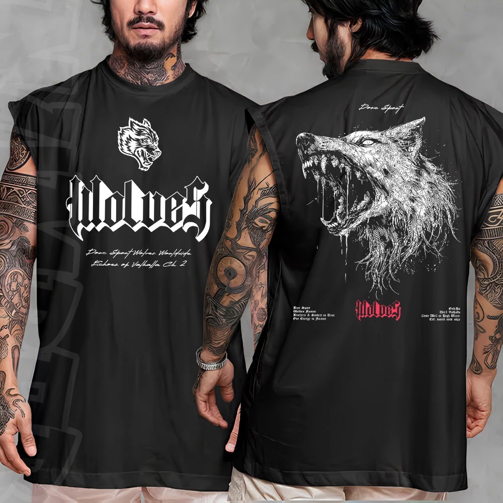 Camiseta regata machao oversized masculino lobos star wars wolves club gyn academia em algodao unissex Longline