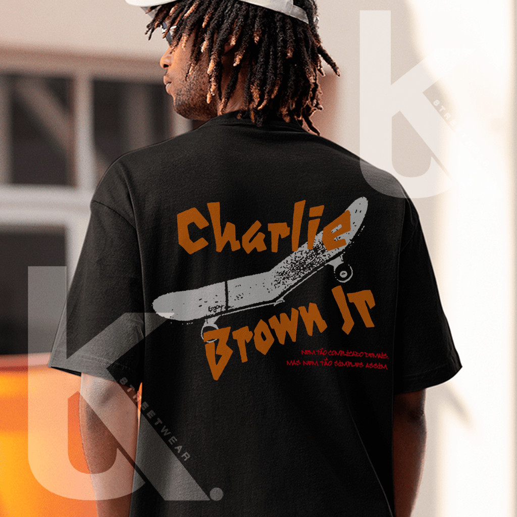 Camiseta Oversized Streetwear Charlie Brown Jr Skate Skatista Estilosa Confortável 100 % Algodão Academia Dia a Dia