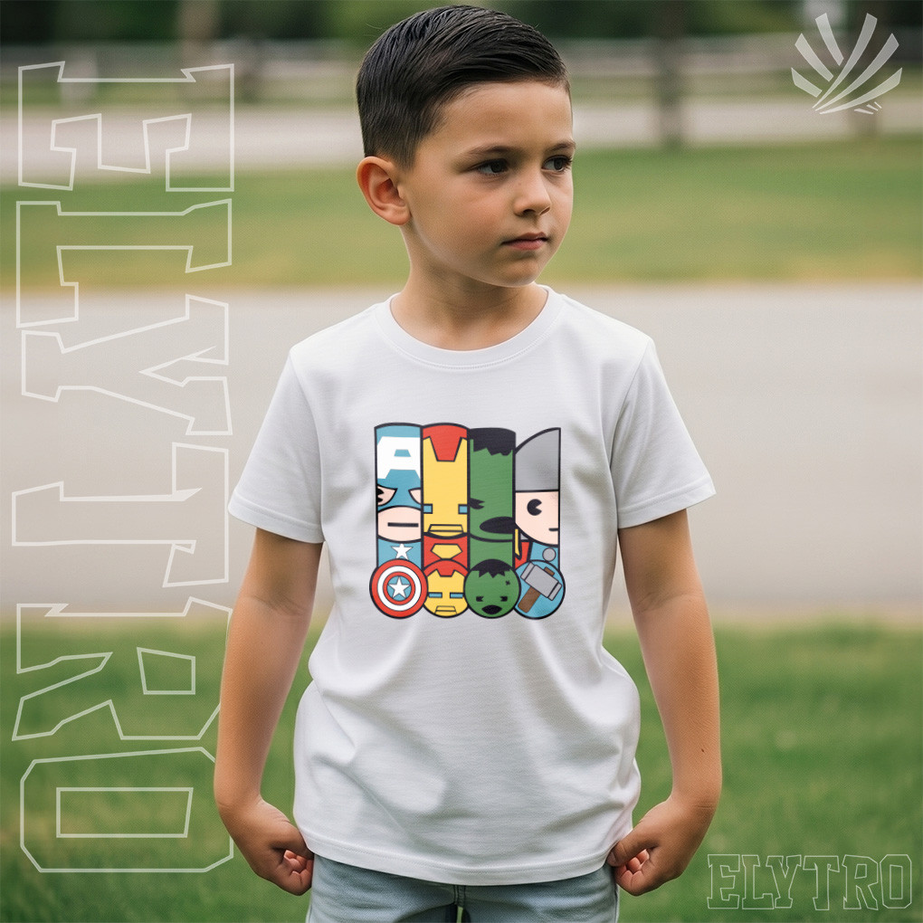 Camiseta Infantil Marvel Personagens Algodão Confortável